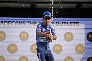 Axel Laurance celebrates his stage win at the Volta a Catalunya