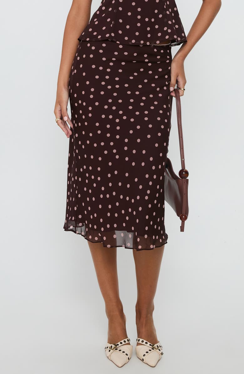 Sydni Dot Bias Cut Midi Skirt