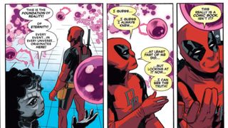 Deadpool discovering he's in a comic book