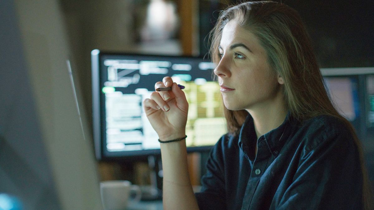 woman working on computer