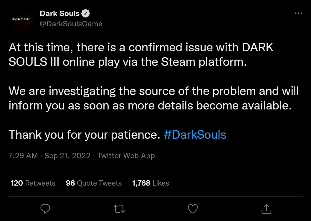 Dark Souls 3 PC servers are down again