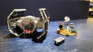 The Lego TIE Fighter with Darth Vader and a rebel fighter
