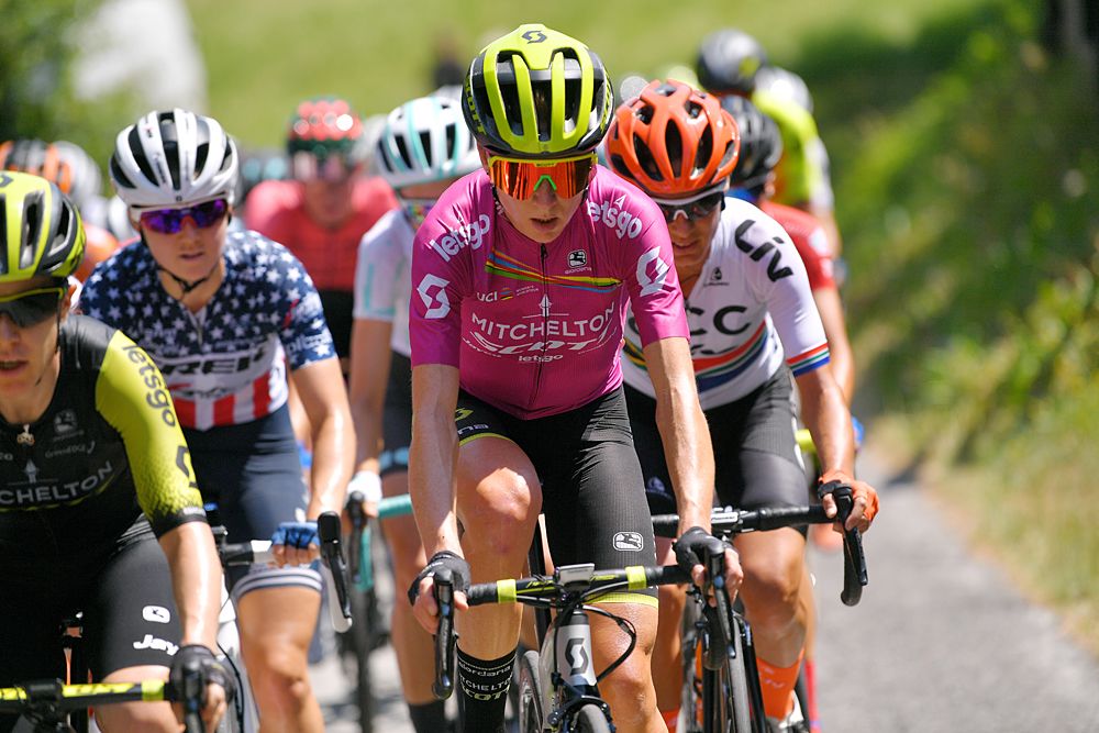 Annemiek van Vleuten (Mitchelton-Scott) and Asheigh Moolman-Pasio (CCC_Liv) during stage 5 at the Giro Rosa