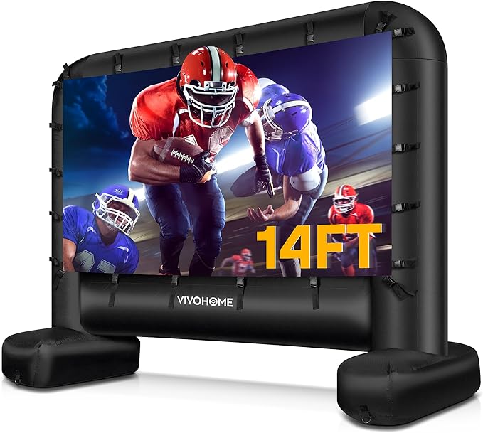 A black inflatable movie screen one a white background