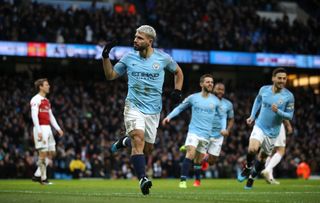 The first of the 14 successive wins is a 3-1 victory over Arsenal, courtesy of anAguero hat-trick