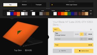 Example of the dbrand skin configurator for the Razer Blade