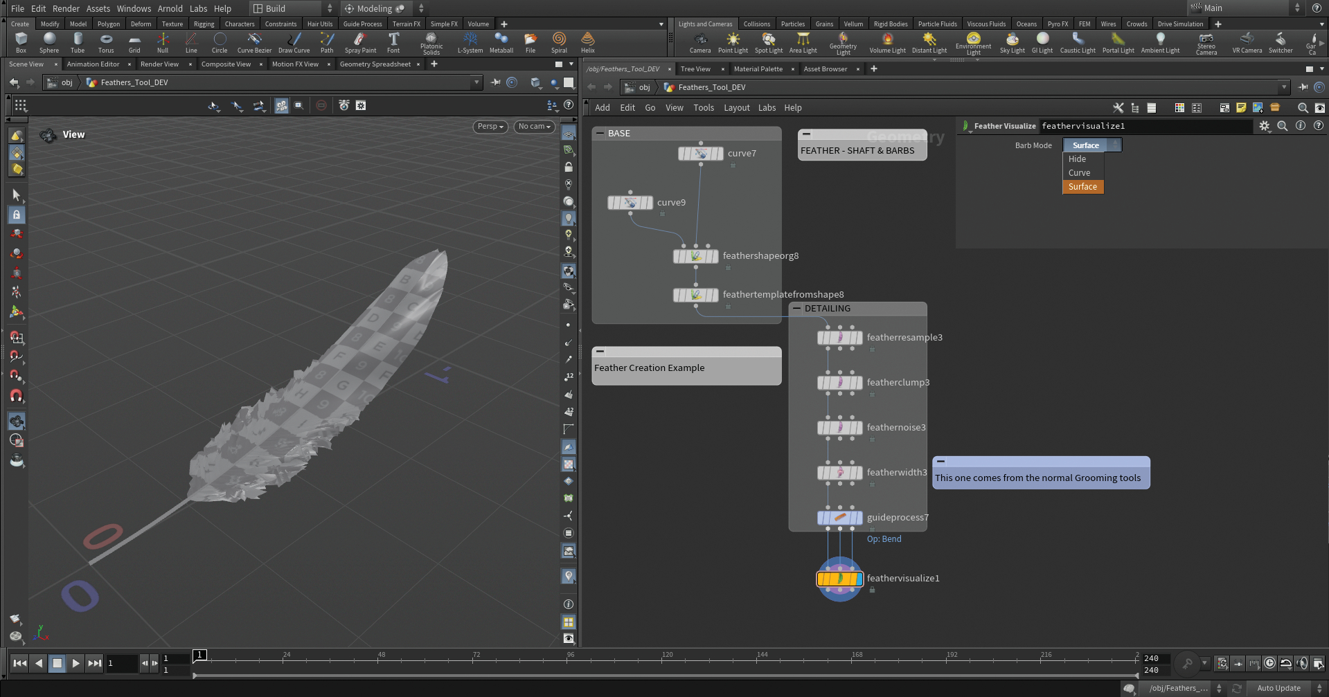 Follow Mario Leone's tutorial to use Houdini 20 feather tool, image 11