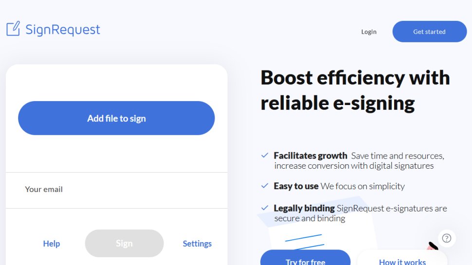 SignRequest website screenshot (February 2026).