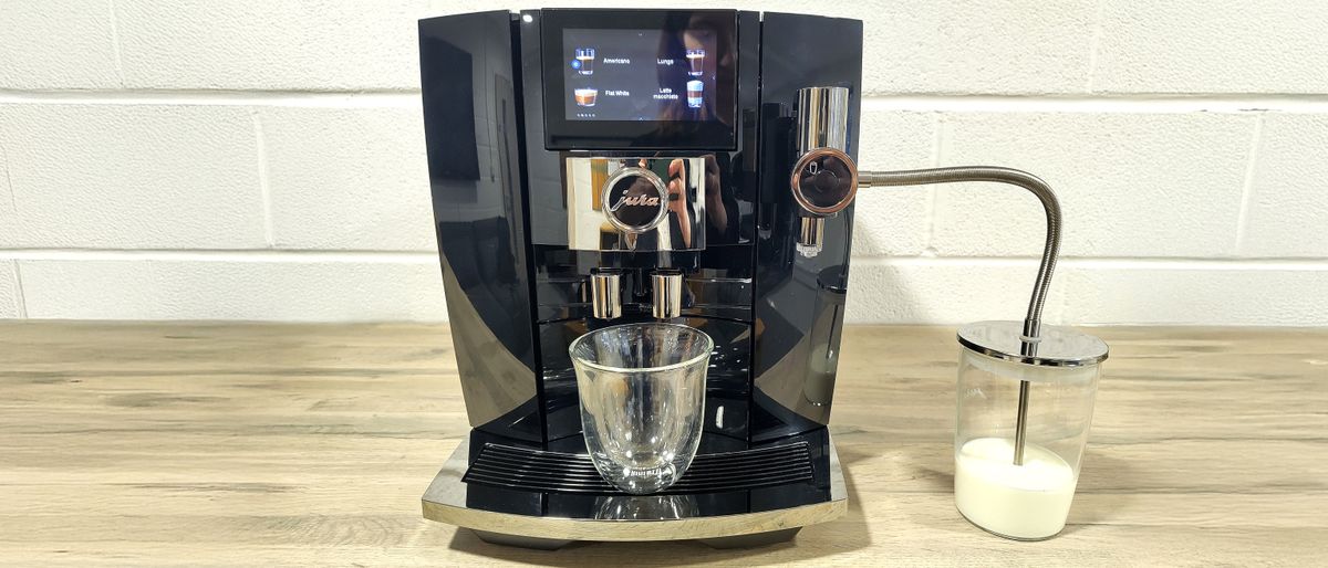 Jura J10 coffee maker on kitchen counter