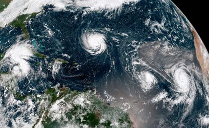 Current hurricanes and tropical storms.