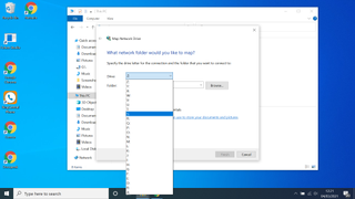 Mapping a network drive in Windows 10 - select a drive letter