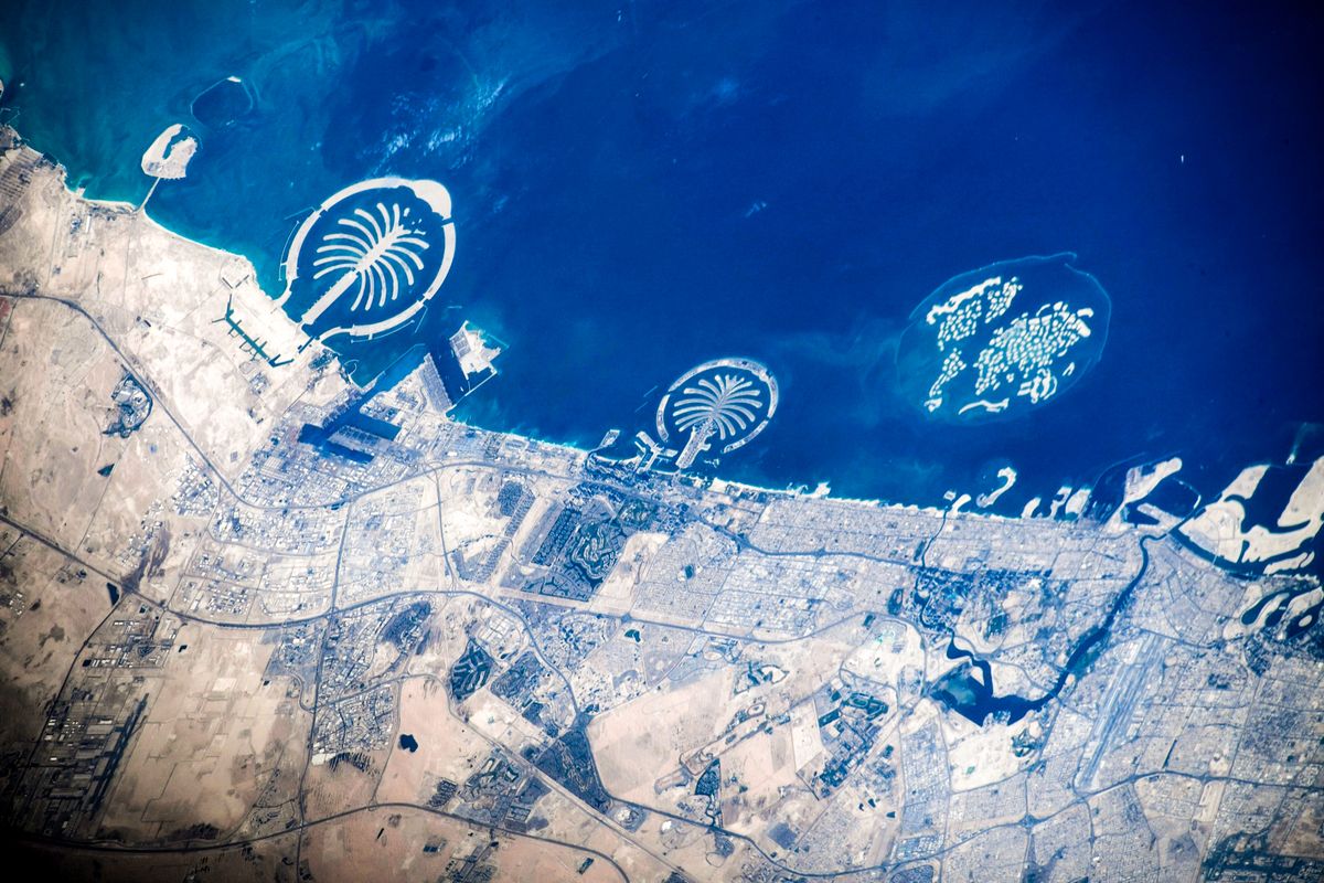 Dubai, UAE - with Palm Islands and The World Islands clearly visible (Image credit: NASA)