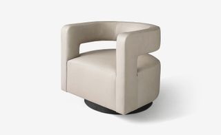Drew curved swivel chair by RH Modern