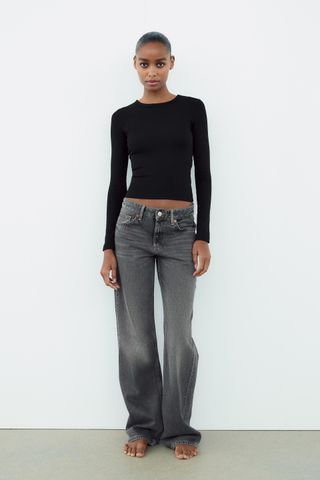 Trf Wide-Leg Mid-Waist Jeans