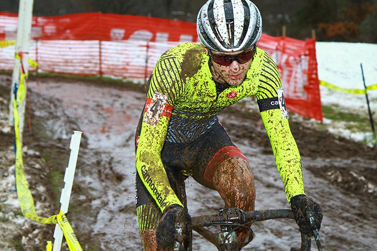 Cooper Willsey (Furman University) Navigates a muddy section