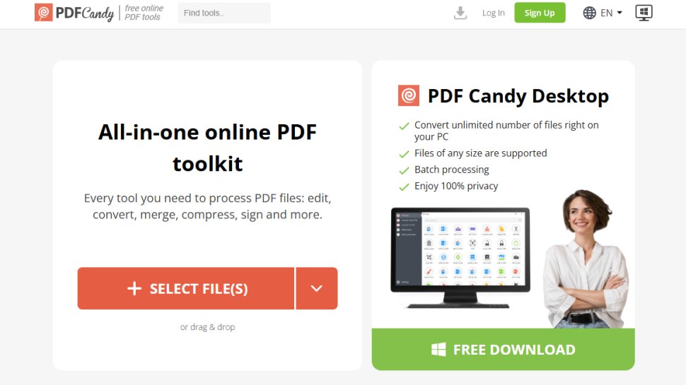 Website screenshot of PDF Candy (August, 2025)