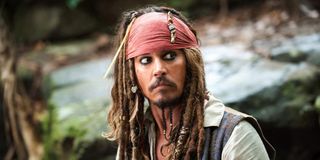 Johnny Depp as Jack Sparrow in Pirates of the Caribbean movie