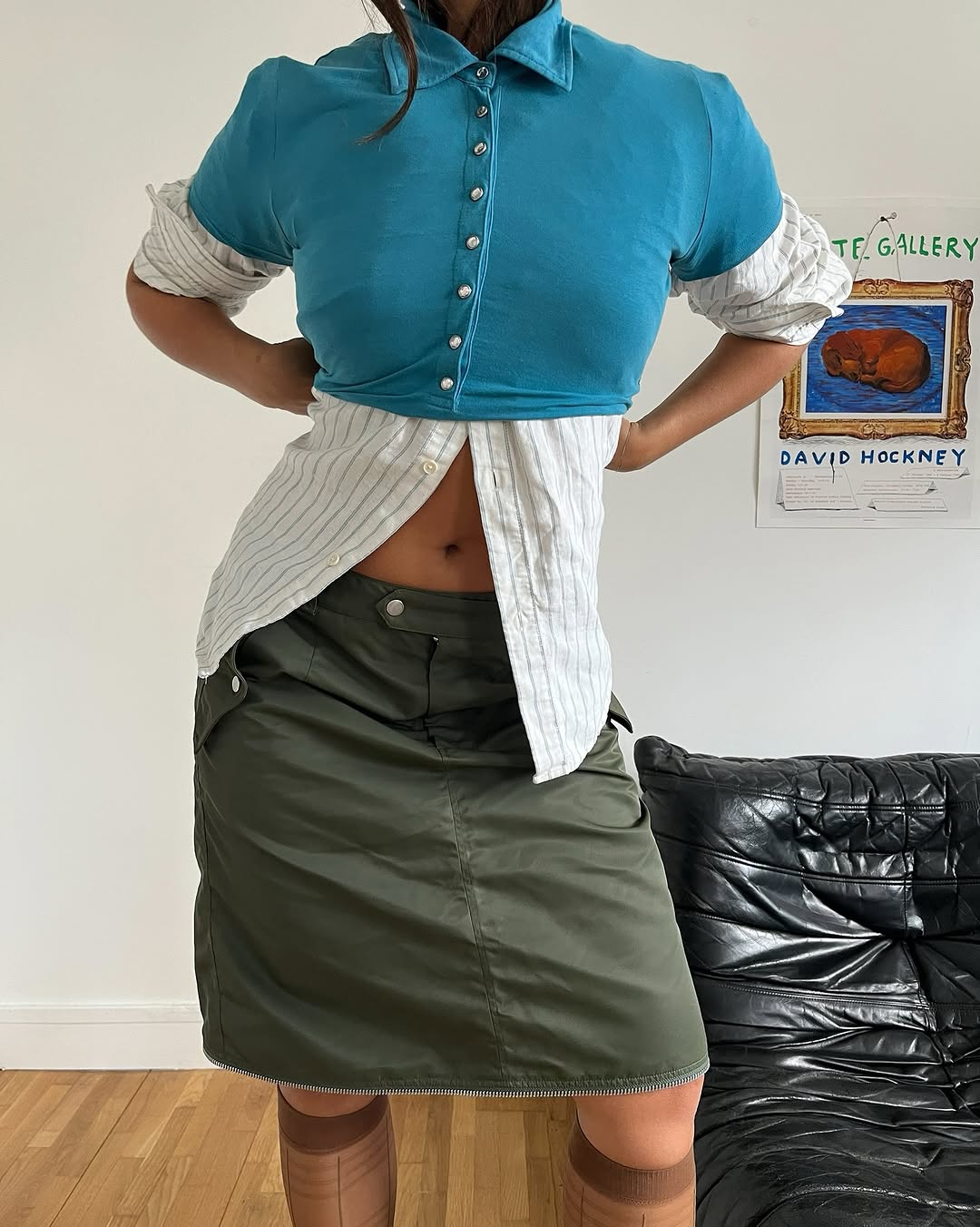 woman wearing knee high sock outfit