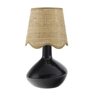 Terae Accent Table Lamp with black base and beige shade