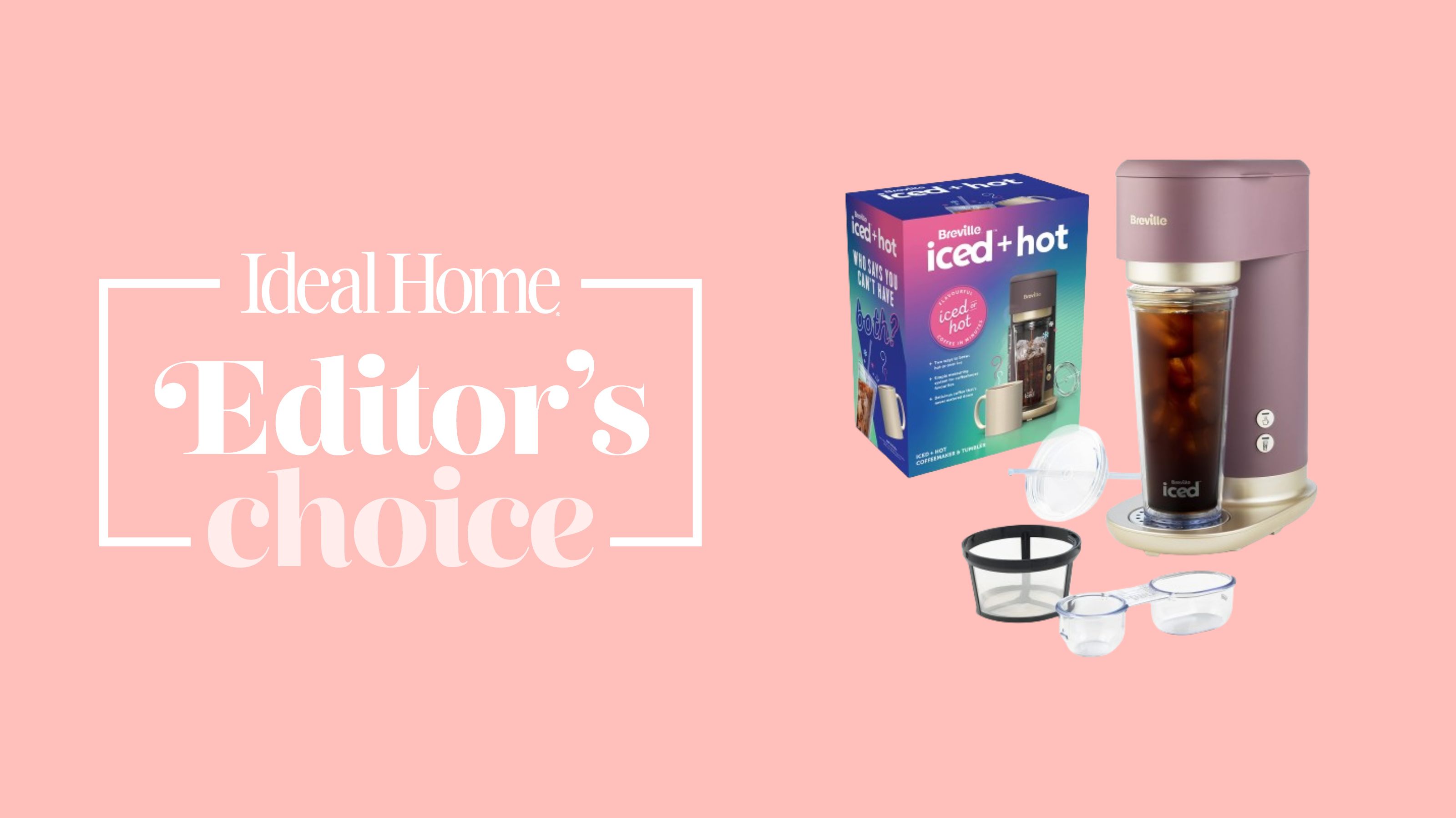 Breville Iced+Hot coffee maker on light pink background