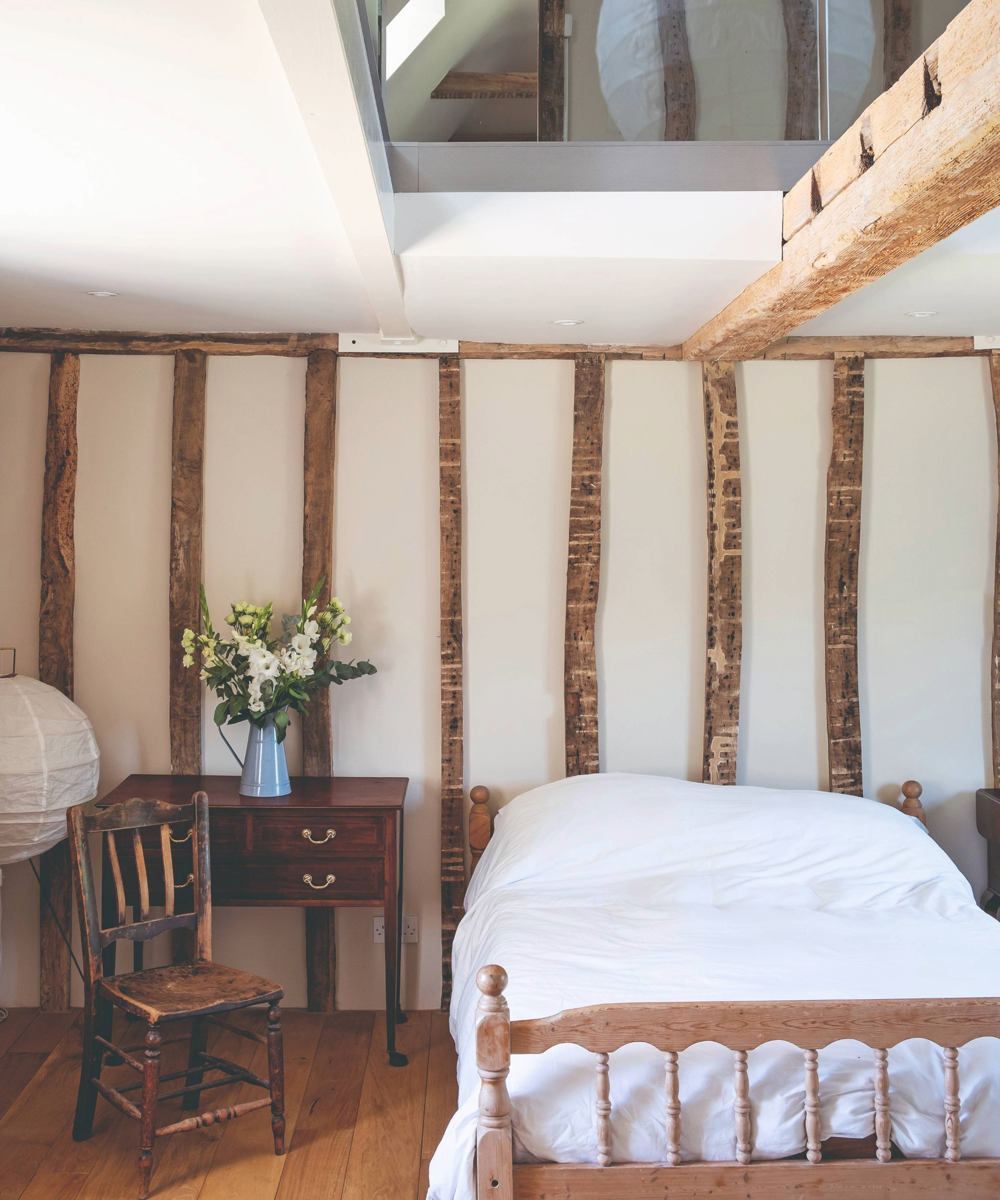 Bedroom with wooden beams