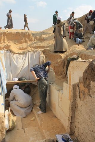 Excavating Abydos tomb in Egypt.