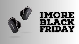 Bose QuietComfort Earbuds II in Black next to text that reads 'iMore Black Friday'