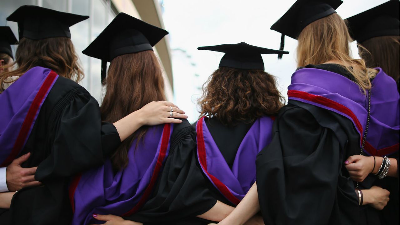 Graduates celebrate on London&amp;#039;s Southbank