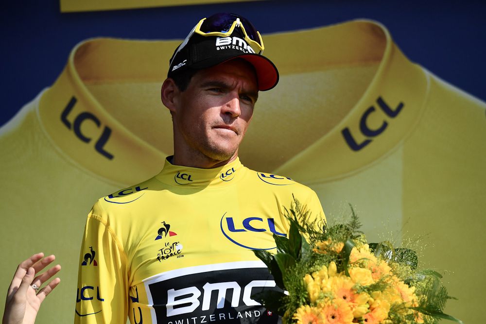 Greg Van Avermaet in yellow after stage 4 at the Tour de France