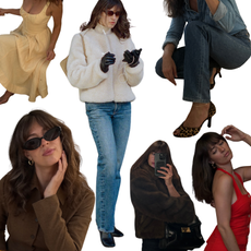 collage of Kathryn Zahorak in winter outfits on white background