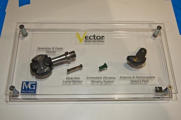 MetriGear's new Vector power meter is remarkably tiny - nearly all of the hardware fits inside the standard spindle of a Speedplay pedal.