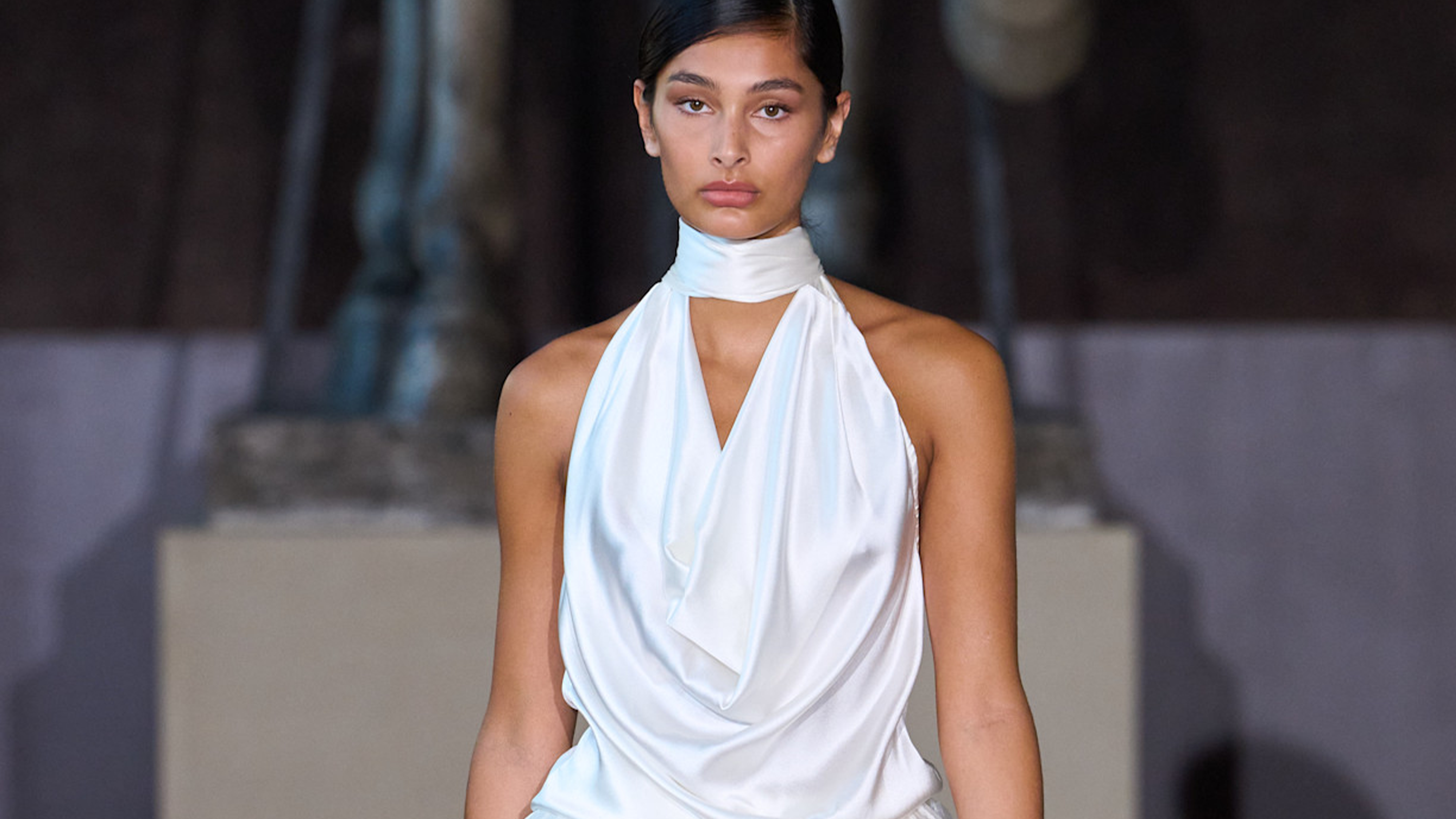 Photo of model at The Garment Spring Summer 2027 show wearing a white dress during Copenhagen Fashion Week Spring Summer 2027.