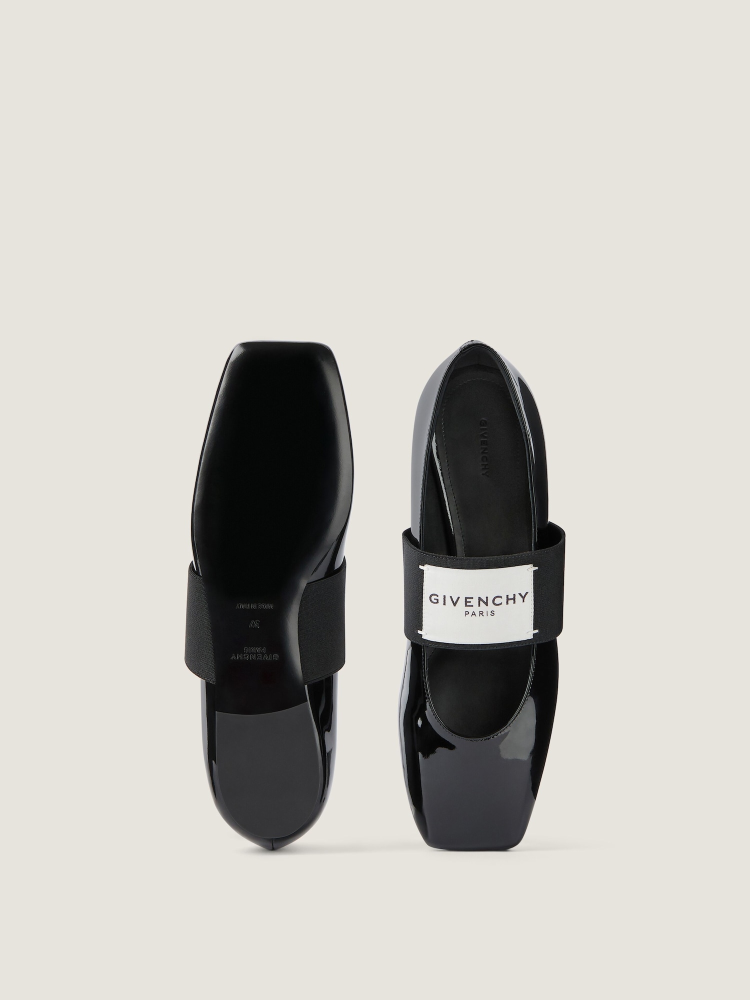 Sliced Square Ballerinas in Patent Leather
