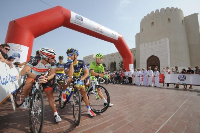 Riders await the start of stage 5
