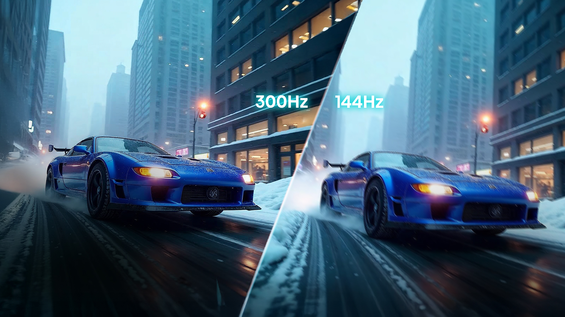 300Hz and 1ms GTG visual comparison