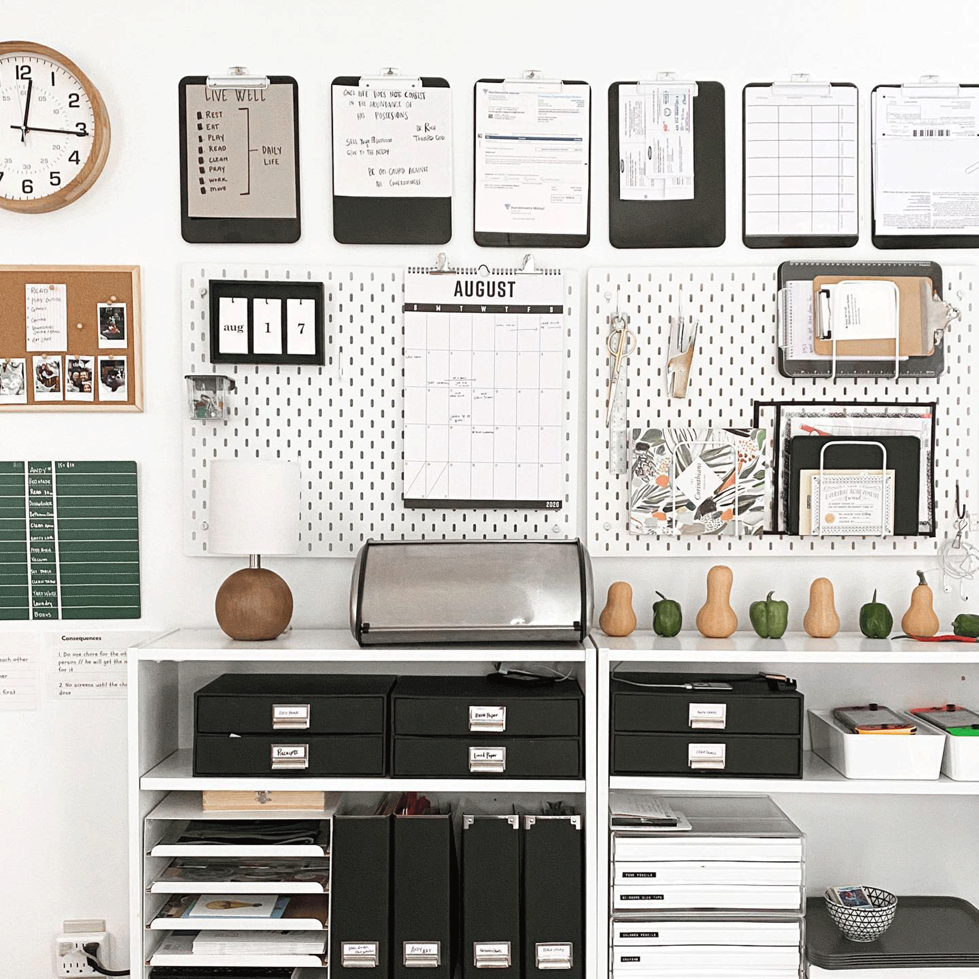 Command centre with white storage unit