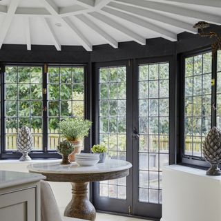 conservatory with black window frames