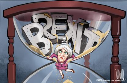 Political Cartoon World Theresa May Brexit running out of time