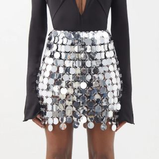 paco rabanne silver sequin skirt