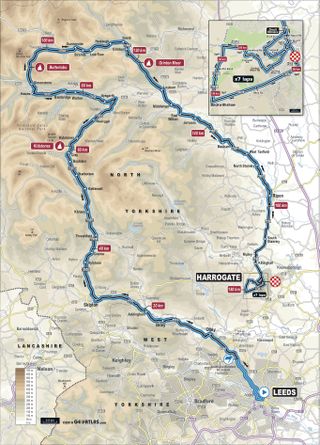 The elite men's road race route for the 2019 UCI Road World Championships in Yorkshire