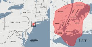 This graphic depicts the spatial extent of the damage if an asteroid measuring roughly 100 feet (30 meters) wide were to hit New York City. An asteroid that size famously exploded over Siberia on June 30, 1908. Known as the Tunguska event, this was the largest asteroid impact in recorded history.