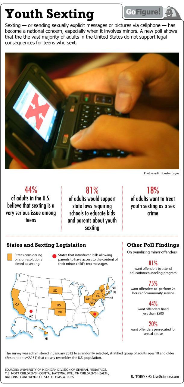 A majority of American adults would support state laws requiring education to combat sexting.