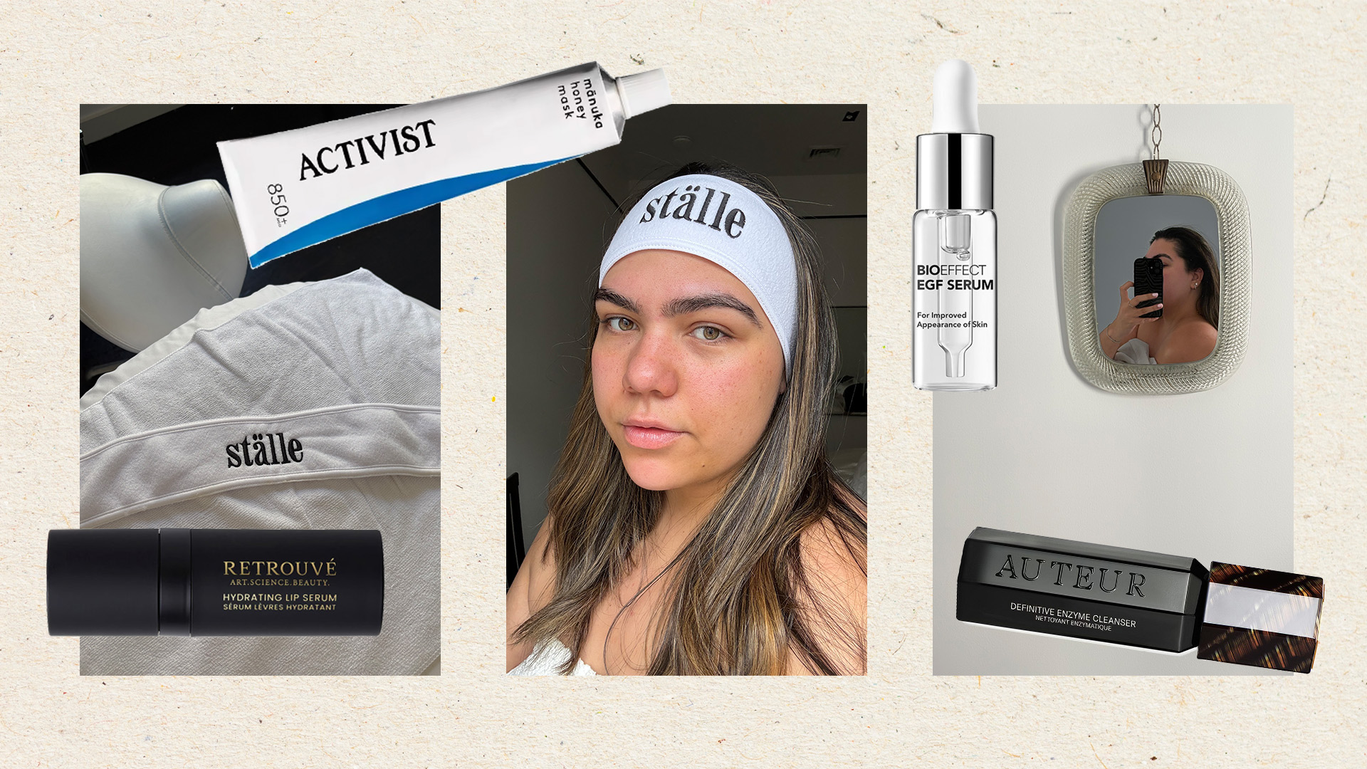 Photos of editor Ana Escalante and her skincare routine and progress photos throughout her engagement skincare process.