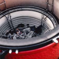 Charcoal burning in Kamado Joe BBQ