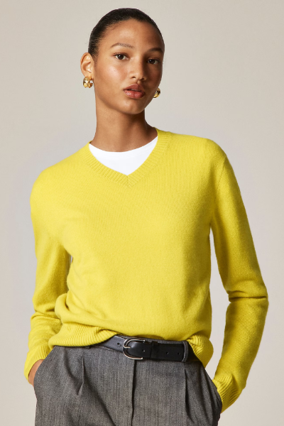J.Crew, Cashmere High V-Neck Sweater