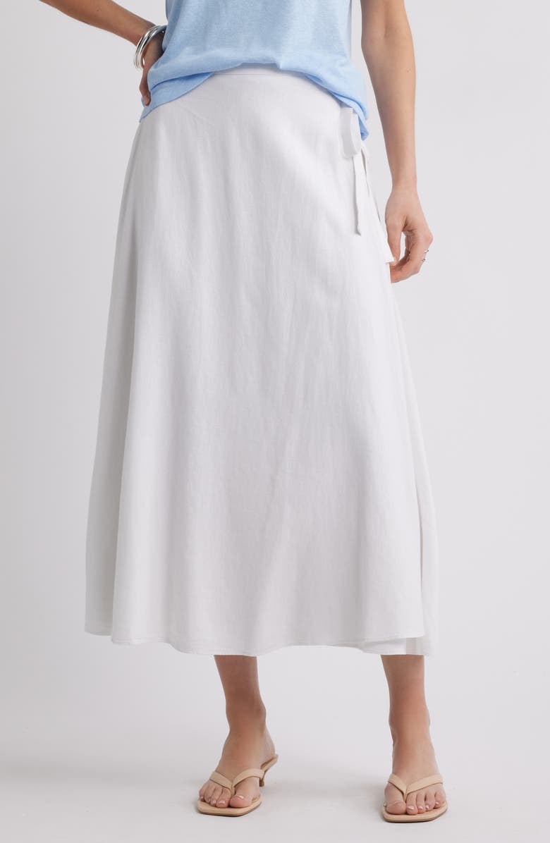 Waist Tie Linen Blend Skirt