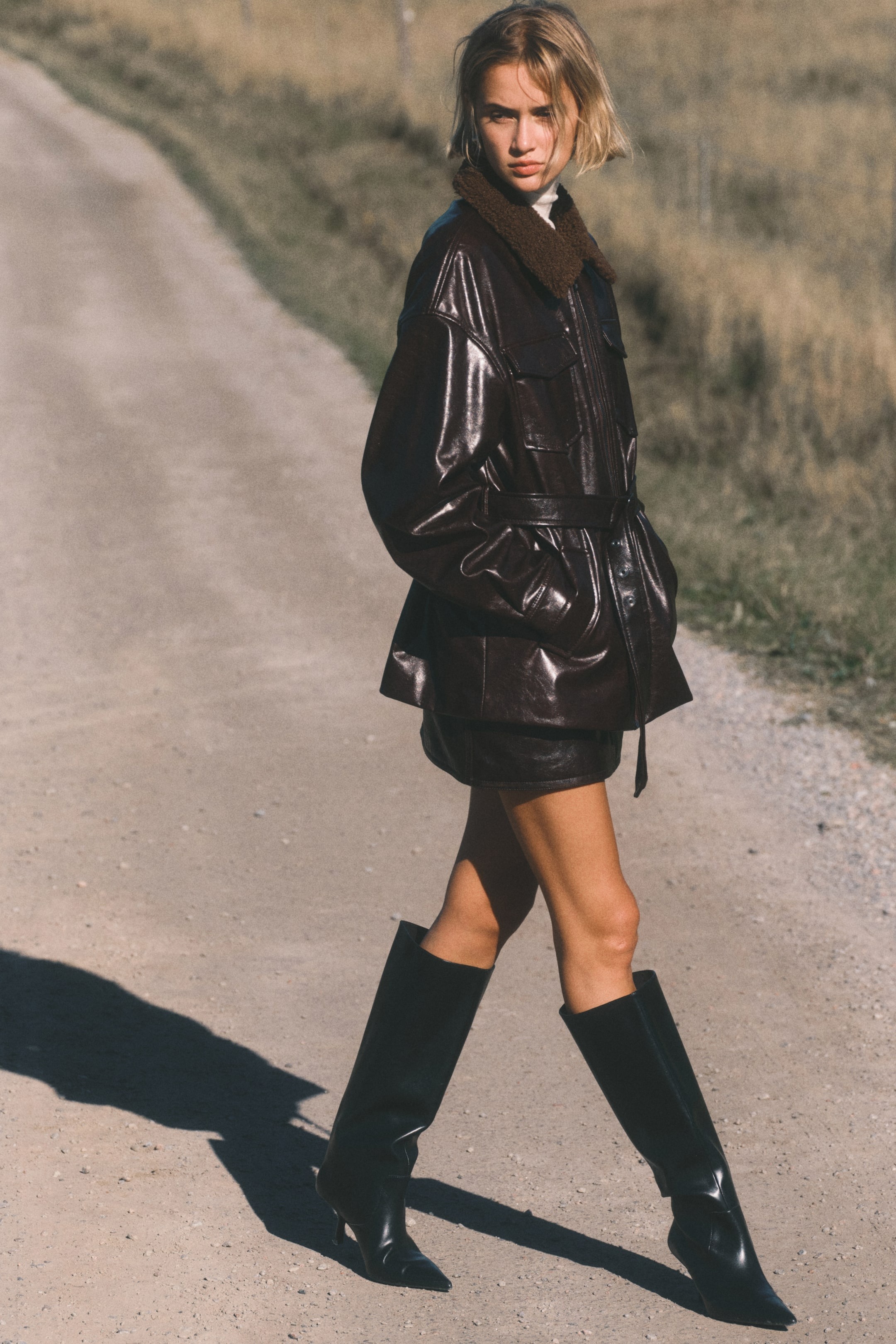 H&amp;amp;M, Coated Belted Jacket