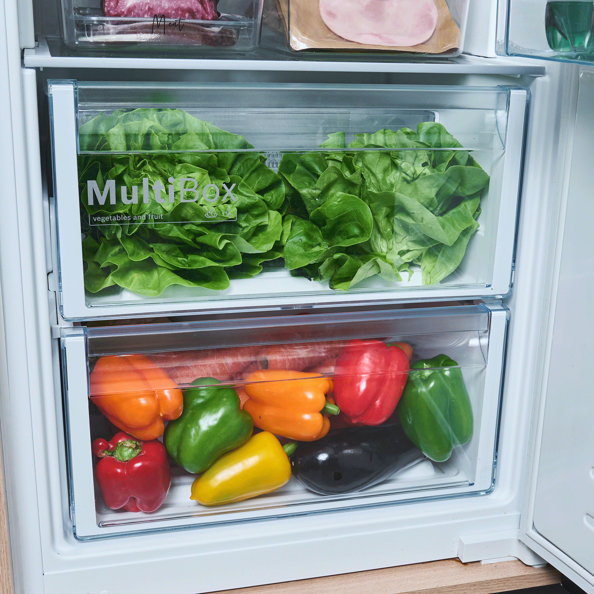 Vegetables in fridge drawers