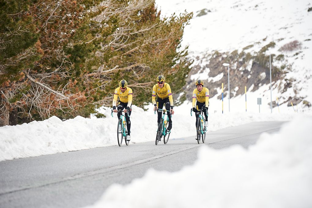 The riders sometimes train at the top of the mountain
