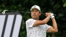 Kevin Na tees off during LIV Golf Singapore in 2024